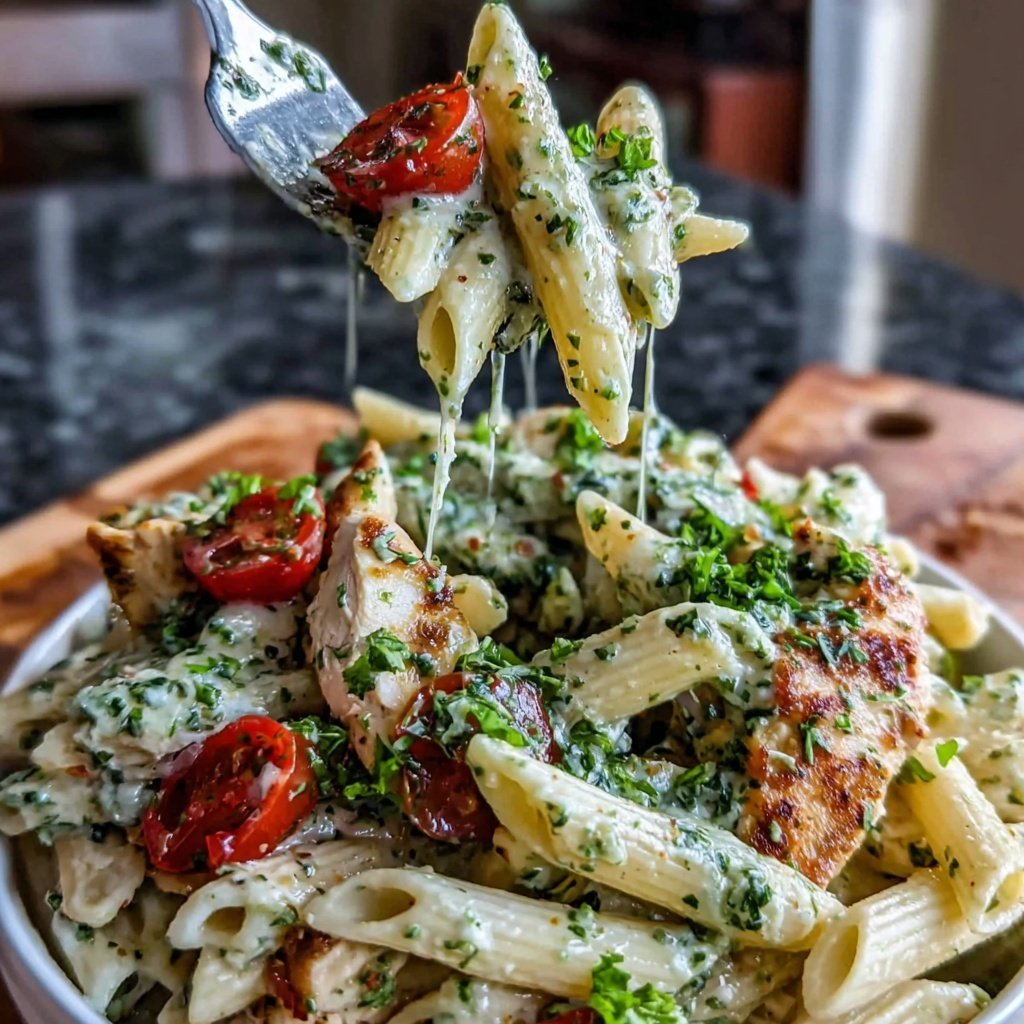 Chicken Pasta With Creamy Pesto Sauce