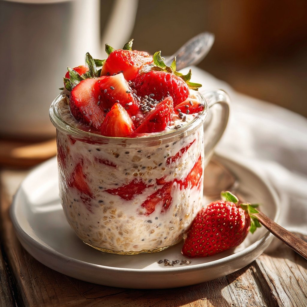 Strawberry Overnight Oats With Chia